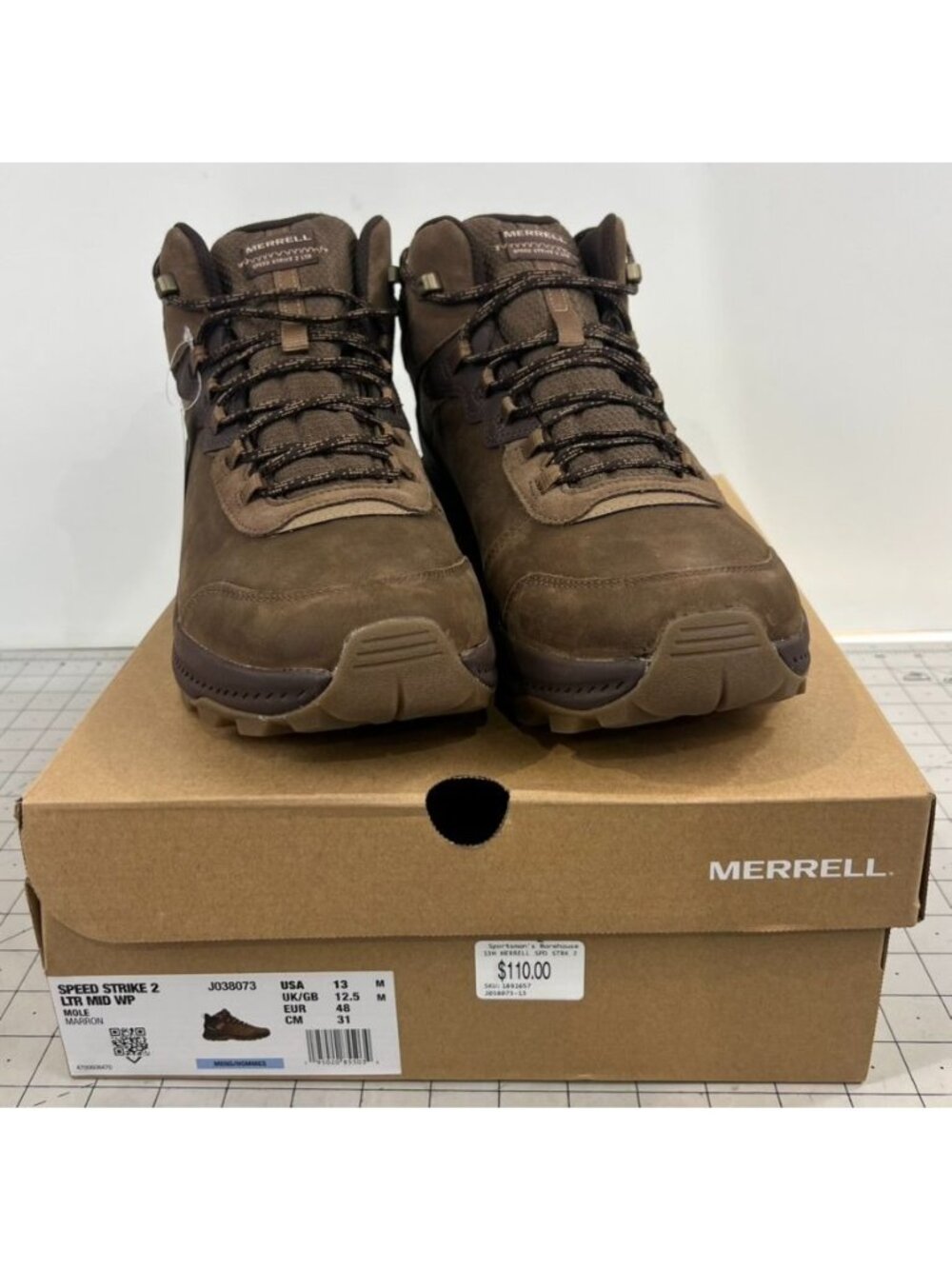 Merrell Men's Speed Strike 2 Leather Waterproof Mid Hiking Boots Sz.13
